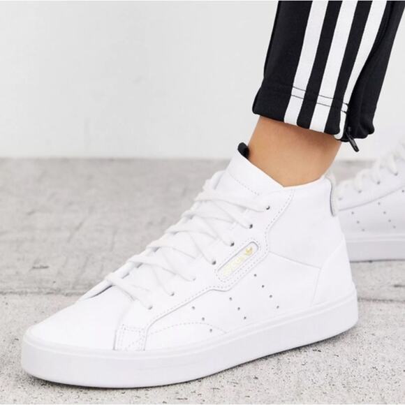 ADIDAS ORIGINALS Women's Sleek Mid Sneaker Shoes Size 6 White Lace Up - Picture 1 of 8